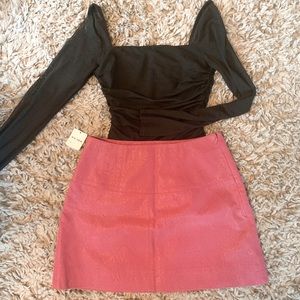 Free People NWT Pink Vegan Suede Skirt